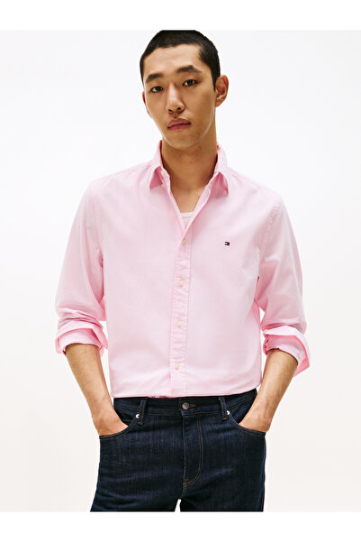 Tommy Hilfiger Tommy Hilfiger Men Classic Pink Long Sleeve Flex Poplin Micro ...