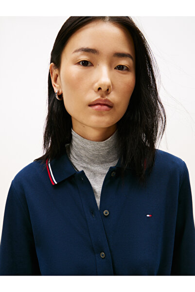 Tommy Hilfiger Women Dark Night Navy Rwb Buttoned Polo Dress