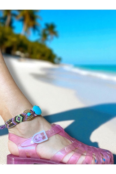 Bo Takı ve Aksesuar Bohemian Anklet with Handmade Natural Stones