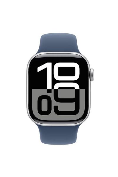 Apple Smartwatch Watch 10 GPS Cellular, Silver Aluminium Case, LTPO OLED Screen, Silicon Denim Sport