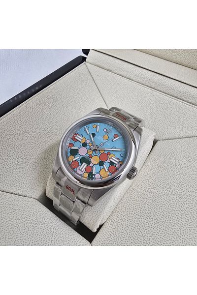 Watch High quality automatic Rolex watch, light blue color, with accessories