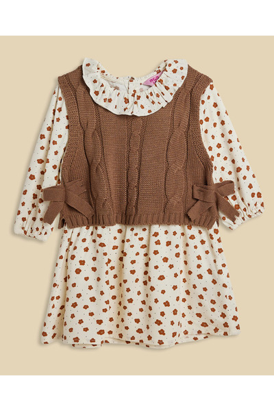 R&B طقم فستان مطبوع مكون من 3 قطع