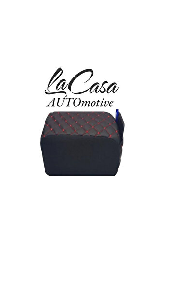 la casa Lüks Deri Araba Oto Kolçak Sünger Kolçak Kol Dayama(SIYAH-KIRMIZI)