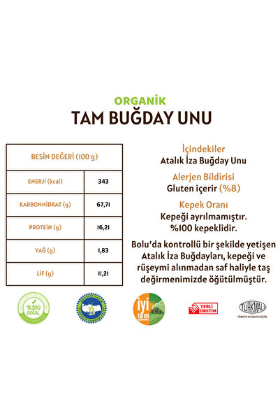 Taş Değirmenden Organik Organik Atalık Tam Buğday Unu - 20 Kilo