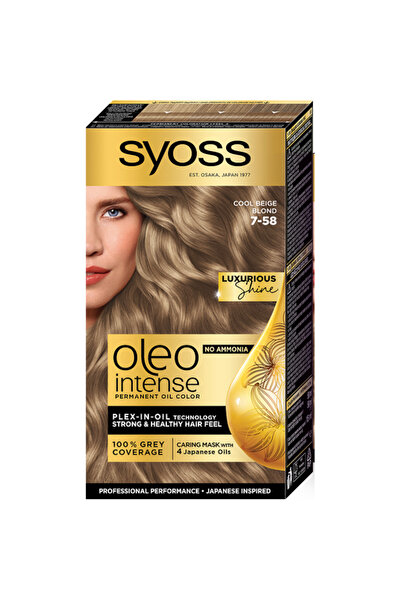 Syoss 3 x Color Oleo Intense Permanent Hair Dye, 7-58 Cool Beige Blonde, 115 ml