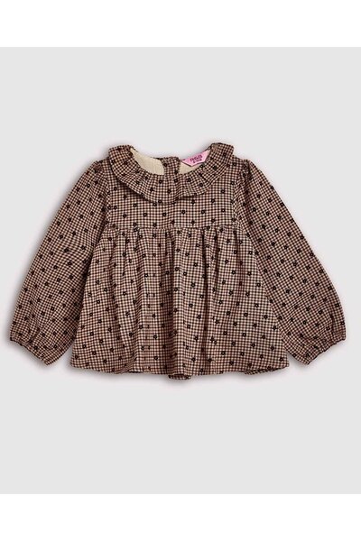 R&B فستان مطبوع واسع مع ياقة بيبي وأكمام منفوخة