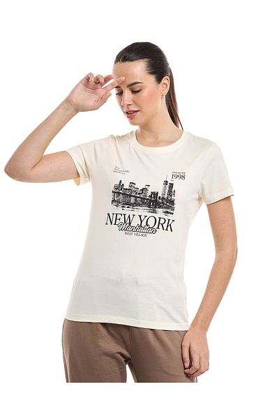 R&B Graphic Print T-Shirt with Crew Neck and Short Sleeves