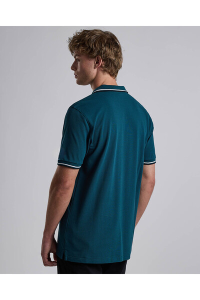 R&B Contrast Trim Polo T-Shirt with Shirt Collar and Short Sleeves