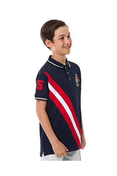 R&B Stripe Detail Polo T-Shirt with Short Sleeves