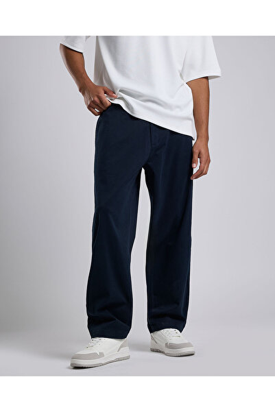 R&B Solid Loose Fit Pants with Elastic Waist