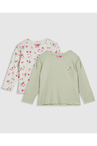 R&B 2 Pack Printed Tops with Long Sleeves