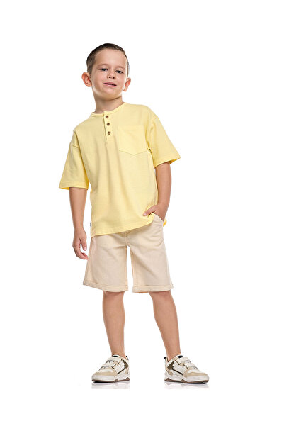R&B Solid Chino Shorts with Button Closure