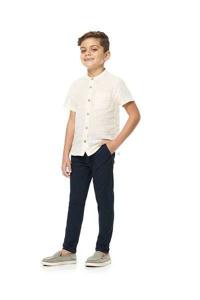 R&B Solid Chino Pants with Button Closure