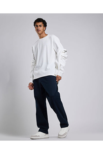 R&B Solid Loose Fit Pants with Elastic Waist