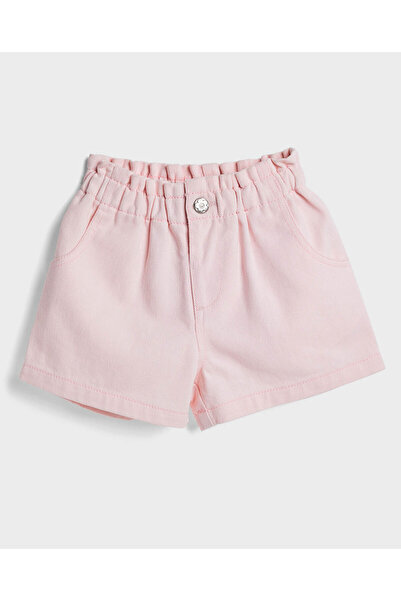 R&B شورت جينز سادة مع أزرار للإغلاق