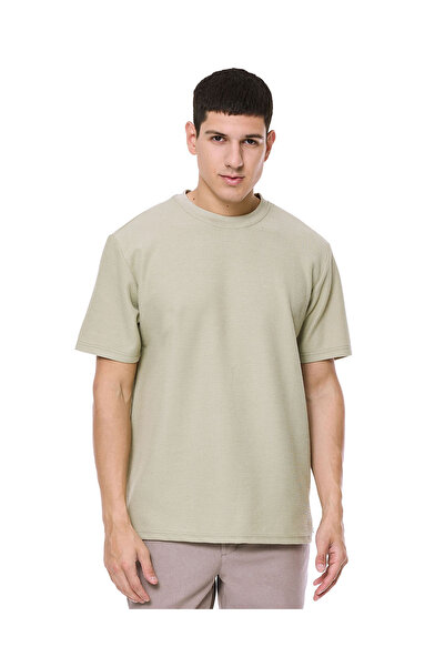 R&B Ribbed T-Shirt with Crew Neck and Short Sleeves