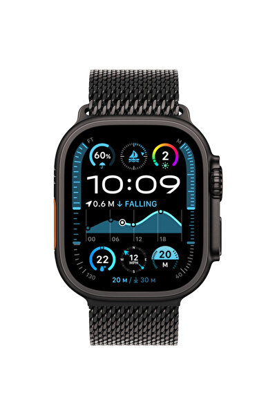 Apple Ceas inteligent Ultra 2 GPS + Cellular, carcasă din titan de 49 mm cu buclă milaneză, mărime medie (negru)