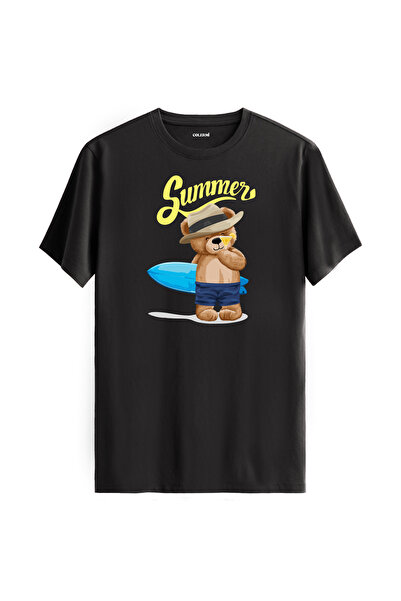 Colermi تي شيرت صيفي عادي مطبوع عليه دب للجنسين مصنوع من نسيج قطني فاخر بنسبة...