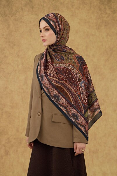 İpekhan Soft Shawl Navy Blue Khaki 3053-10