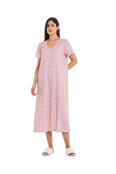 R&B Printed Nightdress with Short Sleeves