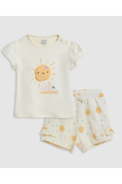 R&B Embroidered Top and Shorts Set