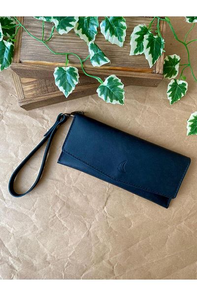 ALESTA LEATHER (Writing Name) Women's Portfolio Wallet / Long Wallet / Phone Wallet - Handmade Genuine Leather