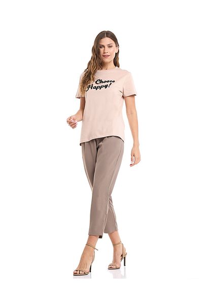 R&B Solid Tapered Fit Trousers with Drawstring Waist