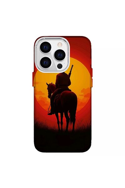 Turkuaz iPhone 13 Pro Custom Red Dead Redemption Sunset Design Luxury Silicone Case