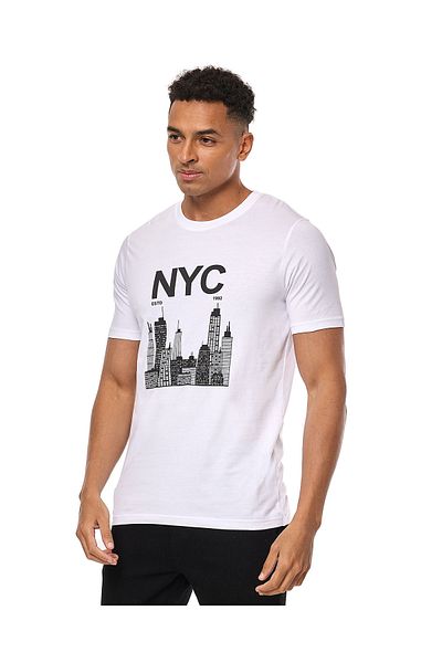 R&B Printed T-Shirt with Crew Neck and Short Sleeves