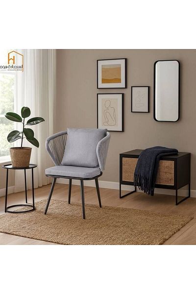 Al Saada Home Single Fabric Chair - Light Grey
