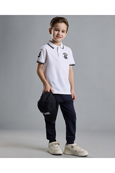 R&B Print Detail Polo T-Shirt with Short Sleeves