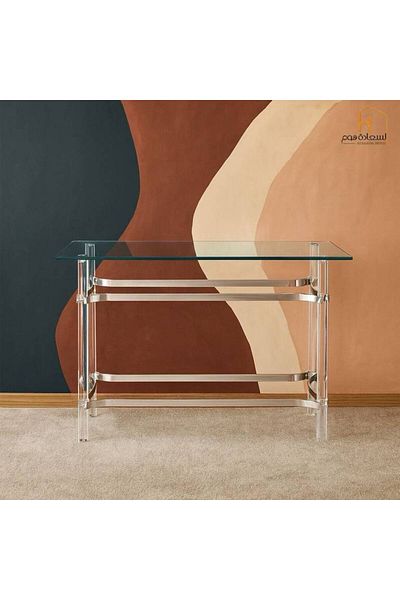 Al Saada Home Acrylic Console Table - Silver - 80 x 40 x 120 cm