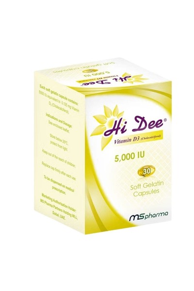 HI DEE كبسولات جيلاتينية لينة بفيتامين د 3 بتركيز 5000 وحدة دولية، عبوة من 30...