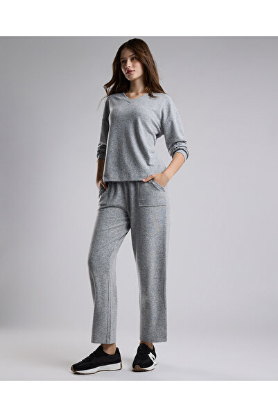 R&B Ribbed Lounge Pants with Drawstring Waist