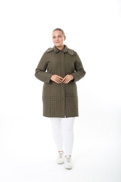 TUTveAL Collection Quilted Coat, Coat, Fur Lined Quilted Coat, Large Size Coat, Water Repellent Coat, Mink Rek