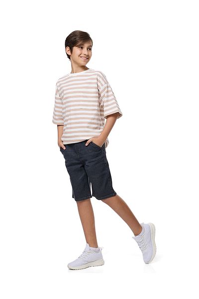 R&B Washed Denim Shorts with Drawstring Waist
