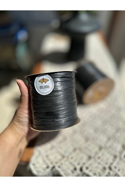 Milano Raffia Rope Number 8 Black 100 Gr 250 Mt Bag, Beach Accessory Knitting Rope