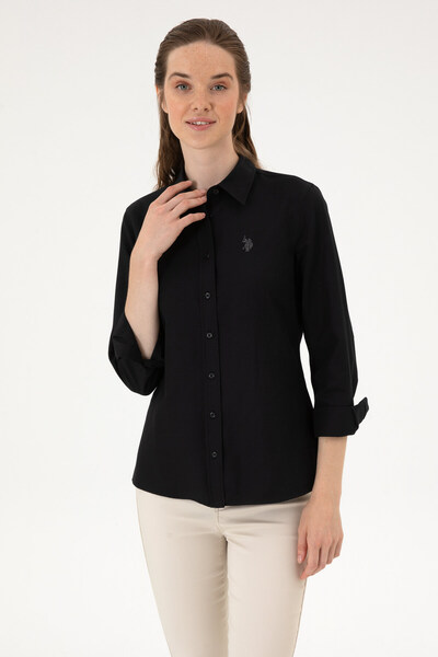U.S. Polo Assn. Kadın Siyah Uzun Kollu Basic Gömlek 50316711-VR046