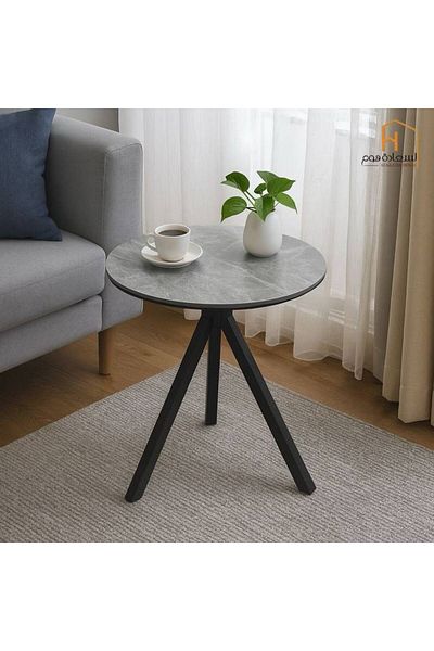 Al Saada Home Single Service Table - Ceramic - Gray - 70*70*75