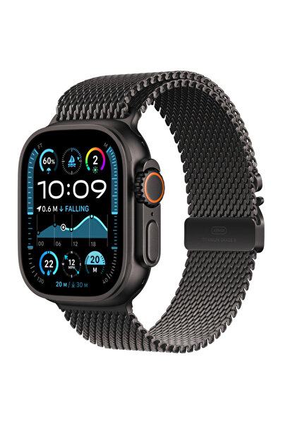 Apple Ceas inteligent Ultra 2 GPS + Cellular, carcasă din titan de 49 mm cu buclă milaneză, mărime medie (negru)