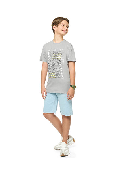 R&B Printed T-Shirt with Crew Neck and Short Sleeves