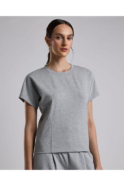 R&B Textured Top with Crew Neck and Short Sleeves
