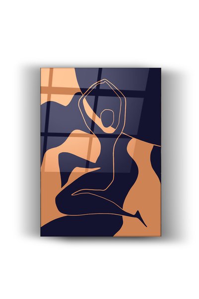 Zerawall Tablou din sticlă cu figură feminină minimalistă – Design decorativ ...