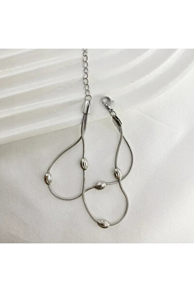 STAİNLES قلادة بسيطة من الفولاذ المقاوم للصدأ مع تفاصيل علوية