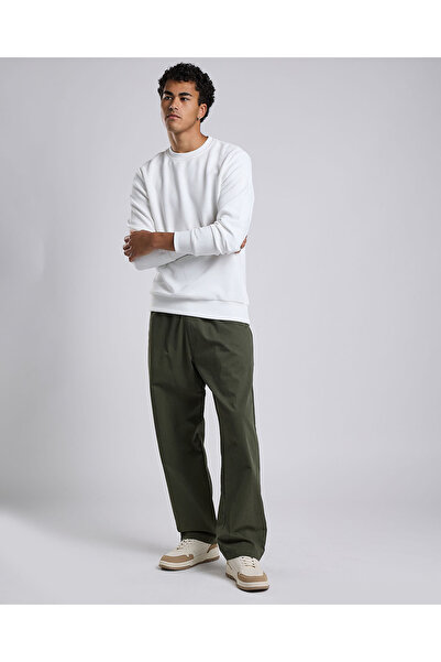 R&B Solid Loose Fit Pants with Elastic Waist