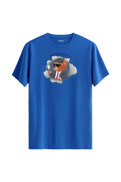 Colermi تي شيرت عادي مطبوع عليه ديتكتيف بير للجنسين مصنوع من نسيج قطني فاخر ب...