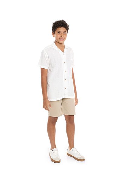 R&B Textured Shorts with Button Closure