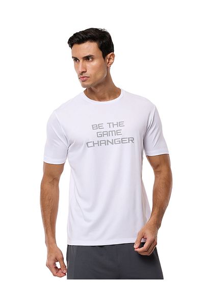 R&B Typography Print Active T-Shirt with Crew Neck and Short Sleeves