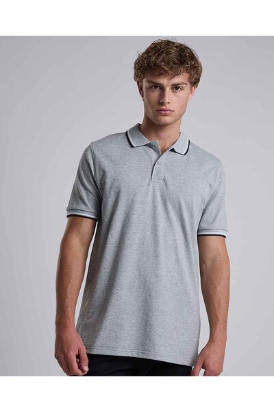 R&B Contrast Trim Polo T-Shirt with Shirt Collar and Short Sleeves