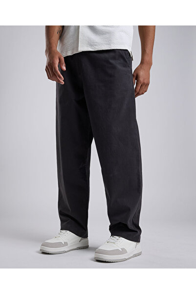 R&B Solid Loose Fit Pants with Elastic Waist